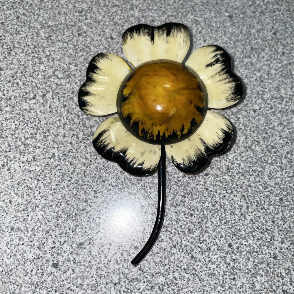 Original by Robert Metal Enamel Flower Brooch Signed